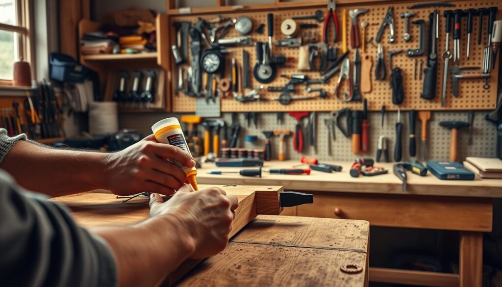 gluing and fastening work